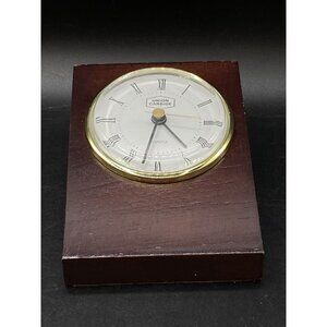 Union Carbide Mid Century Inspired Geometric Table Clock Wooden